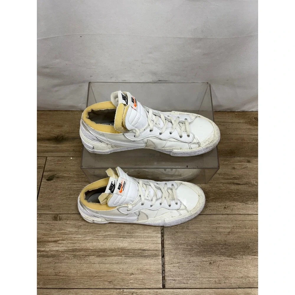 Nike Blazer Low Sacai White Medium Grey Classic Casual‎ Sneakers